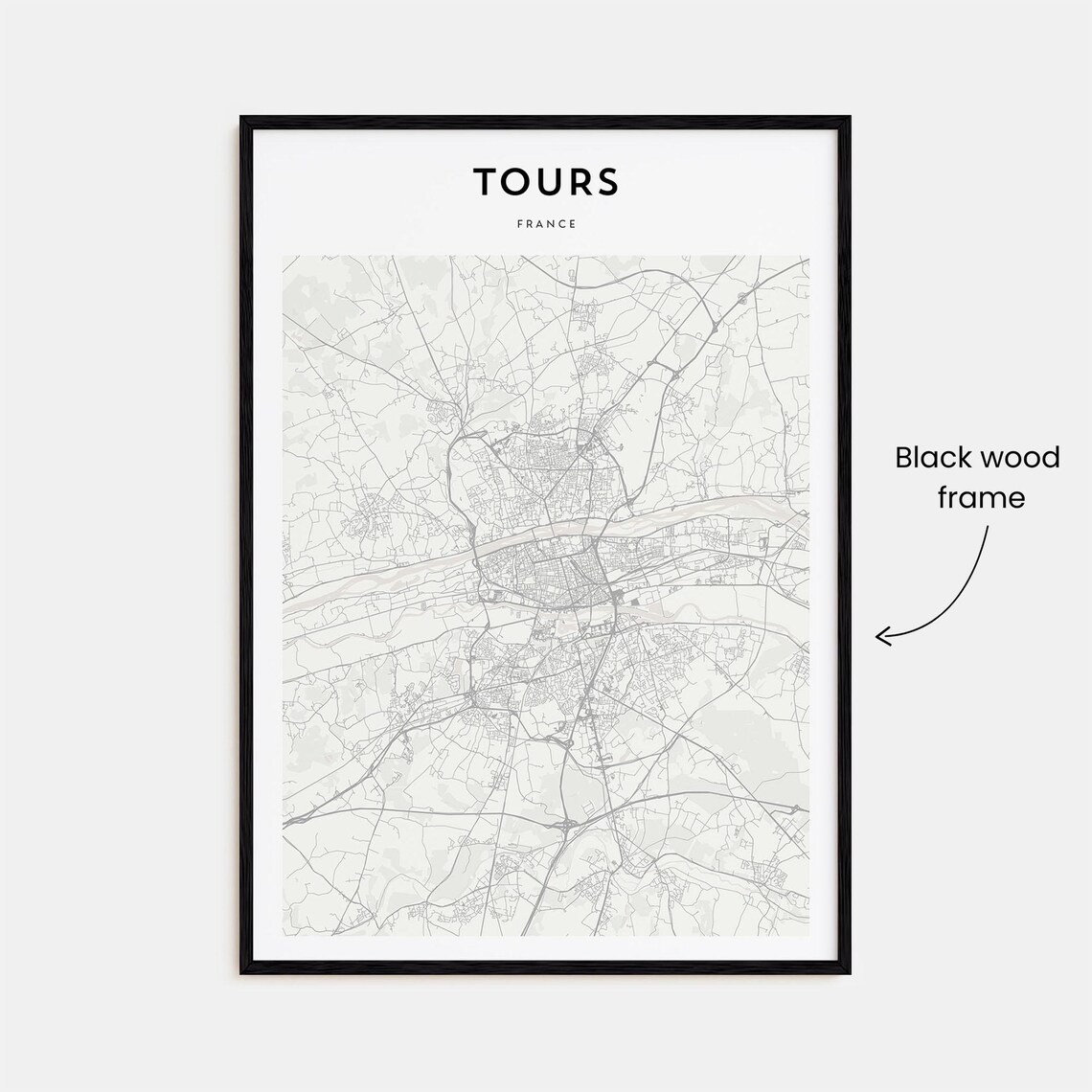 Tours France Minimalist City Street Map Line Art Travel Poster - Image 3