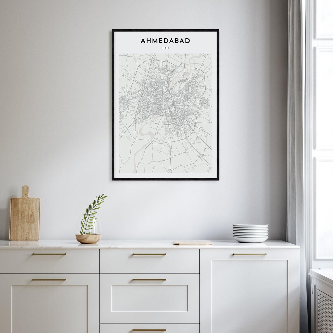 Ahmedabad India Detailed Street Map Minimalist Modern City Poster - Image 2