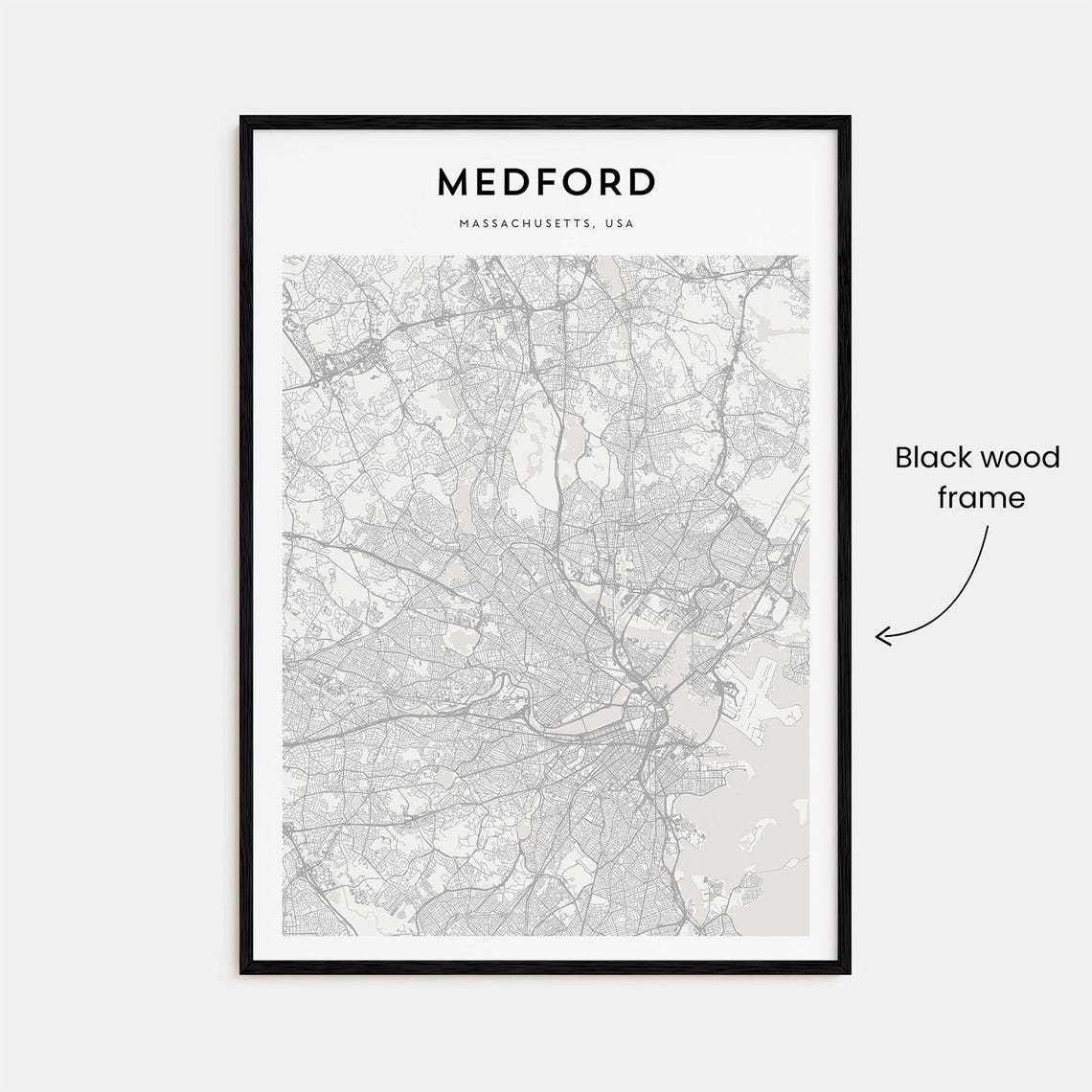 Medford Massachusetts Boston Area Beige Minimalist Map Art Poster - Image 3