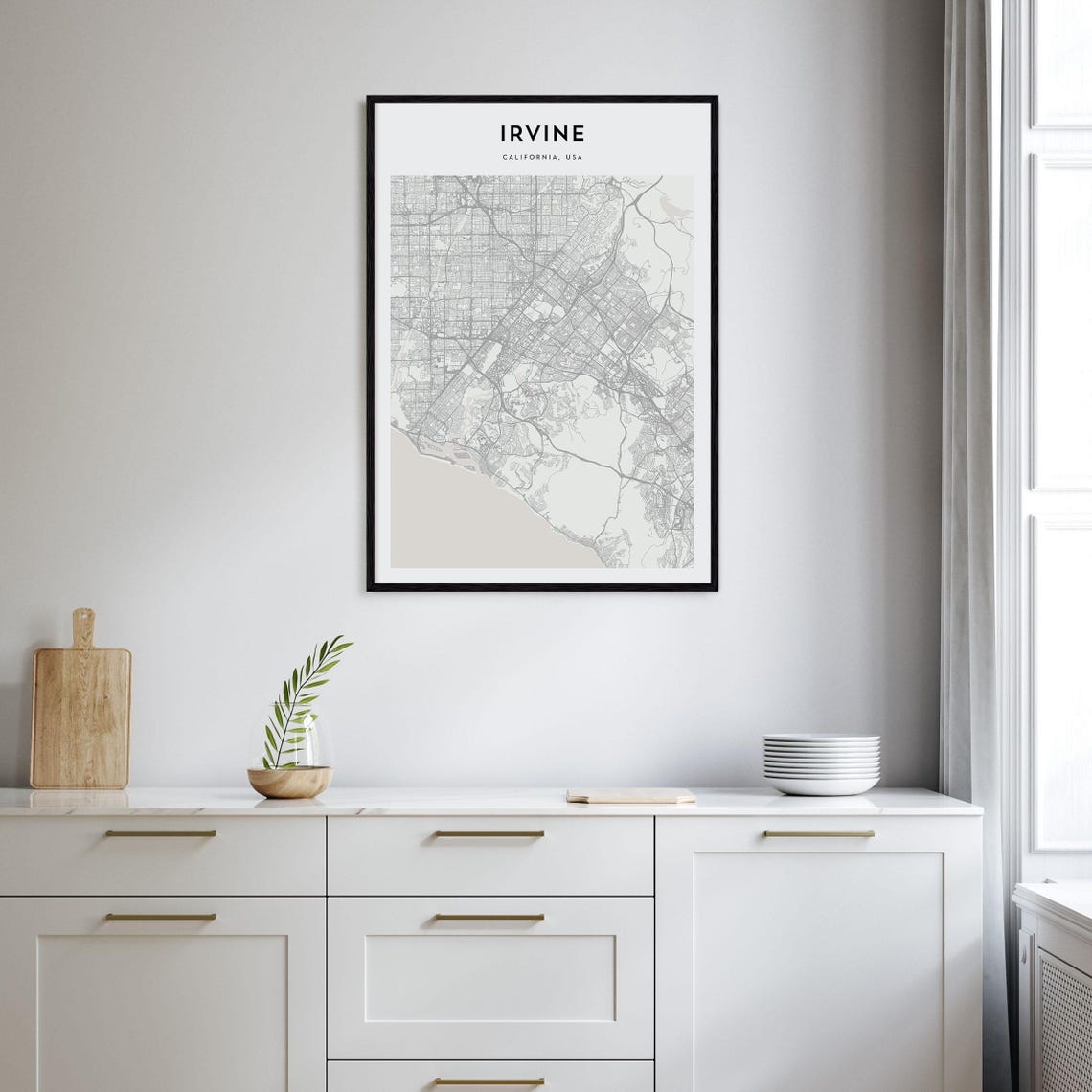 Irvine California Minimalist City Street Map Poster with Bold Type - Image 2