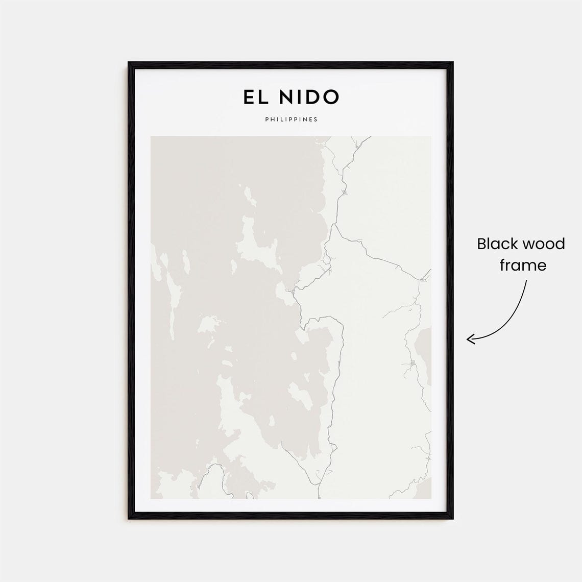 El Nido Philippines Beige Minimalist City Street Map Poster Decor - Image 3