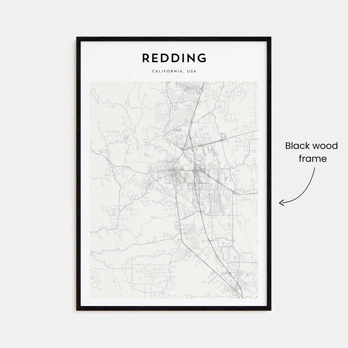 Redding California USA Minimalist Street City Map Decor Art Poster - Image 3