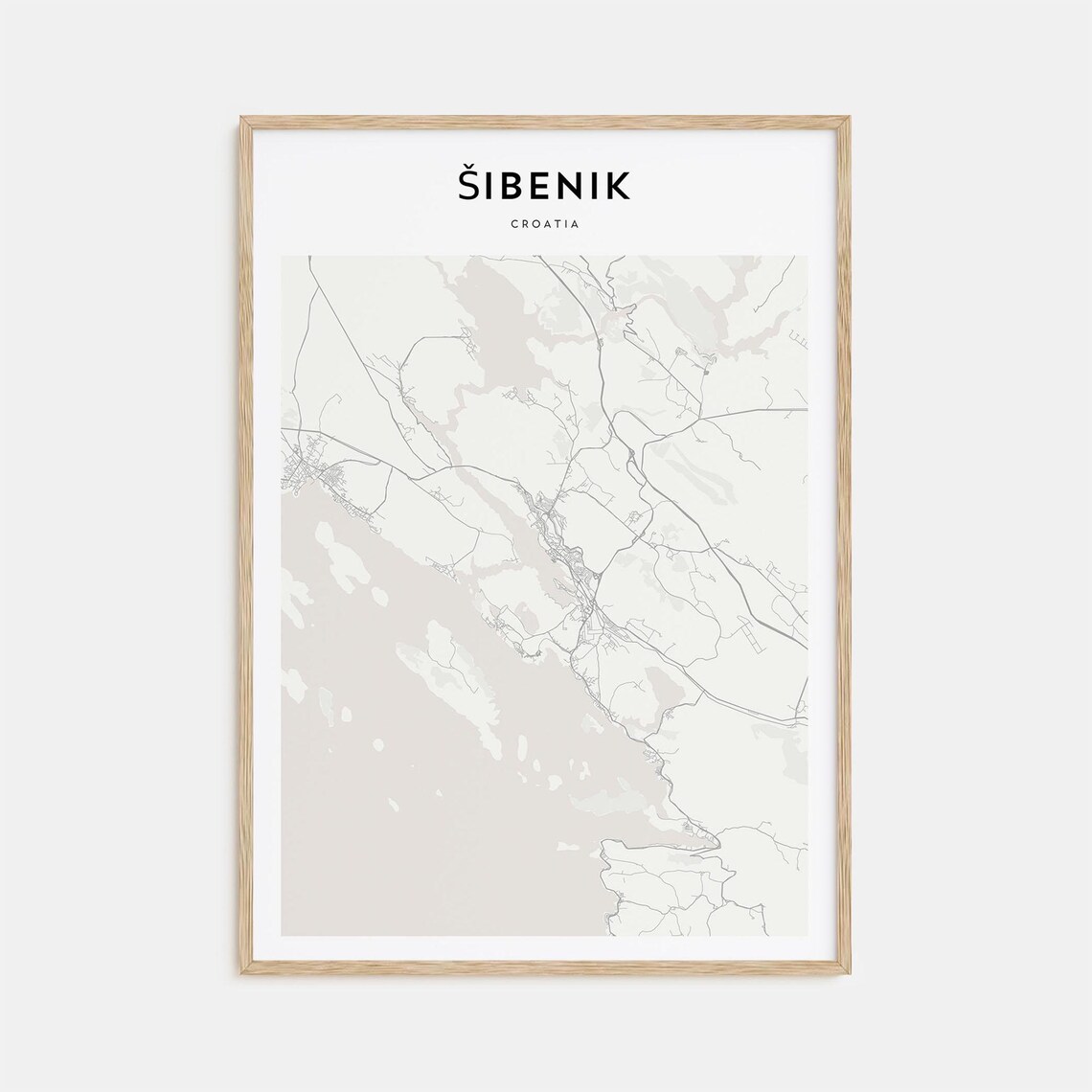 Sibenik Croatia Scandinavian Minimalist Coast Map Travel Poster