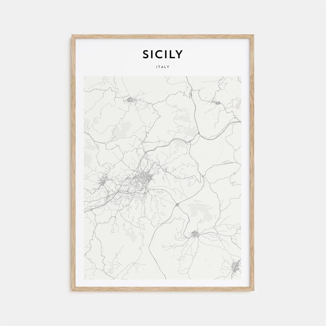 Sicily Italy Region Street Map Scandinavian Minimalist Poster