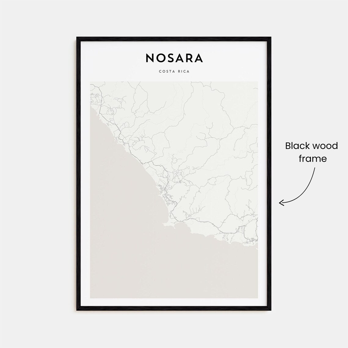 Nosara Costa Rica Minimalist Coastal Street Map Travel Poster - Image 3