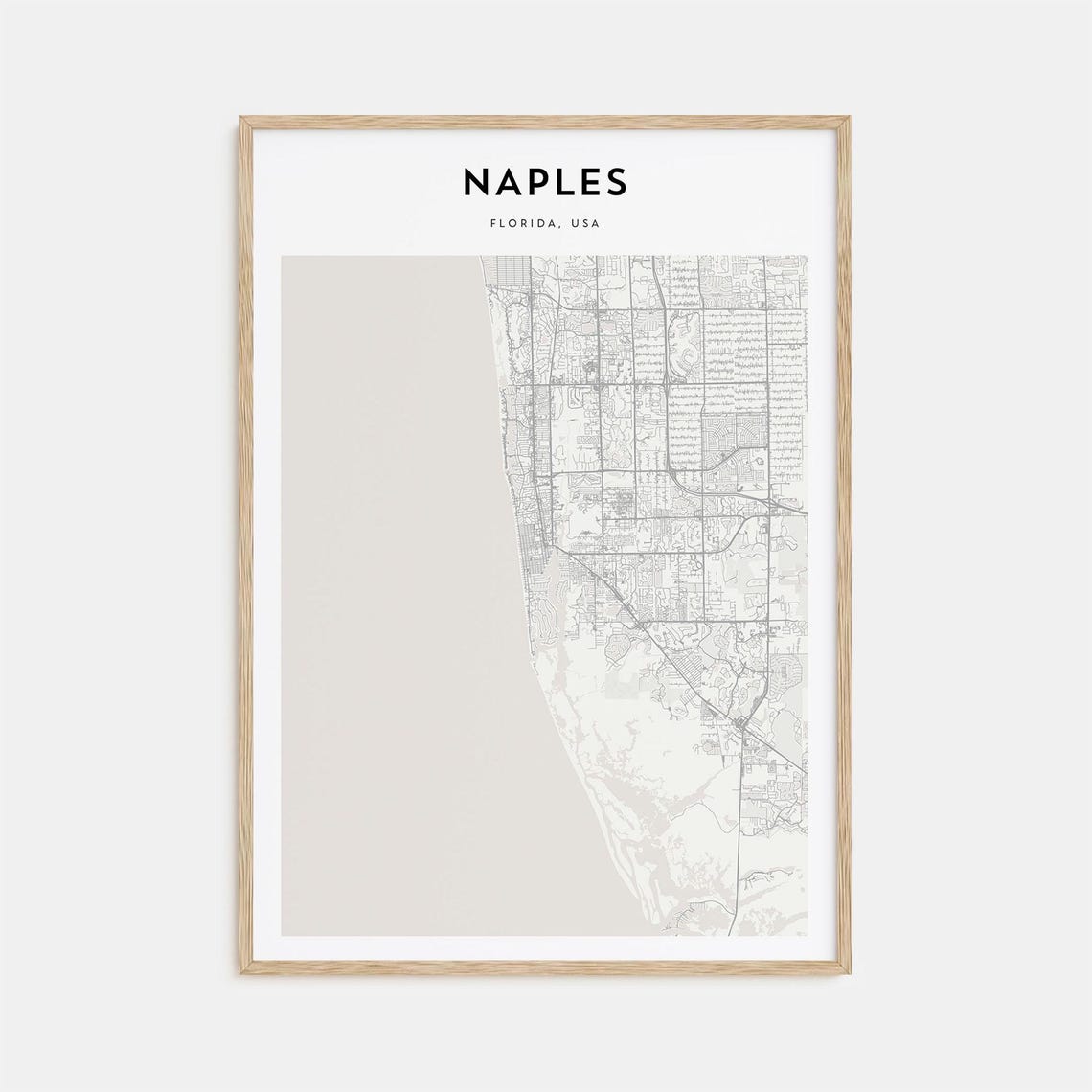 Naples Florida Minimalist City Map Poster for Beach Home Decor