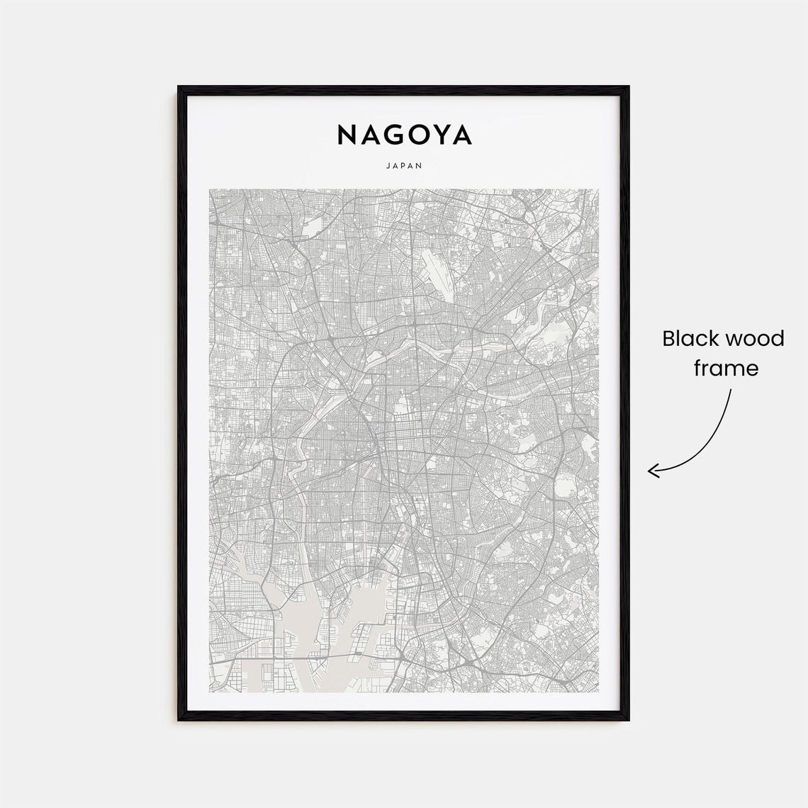 Nagoya Japan Harbor Port City Minimalist Beige Street Map Poster - Image 3