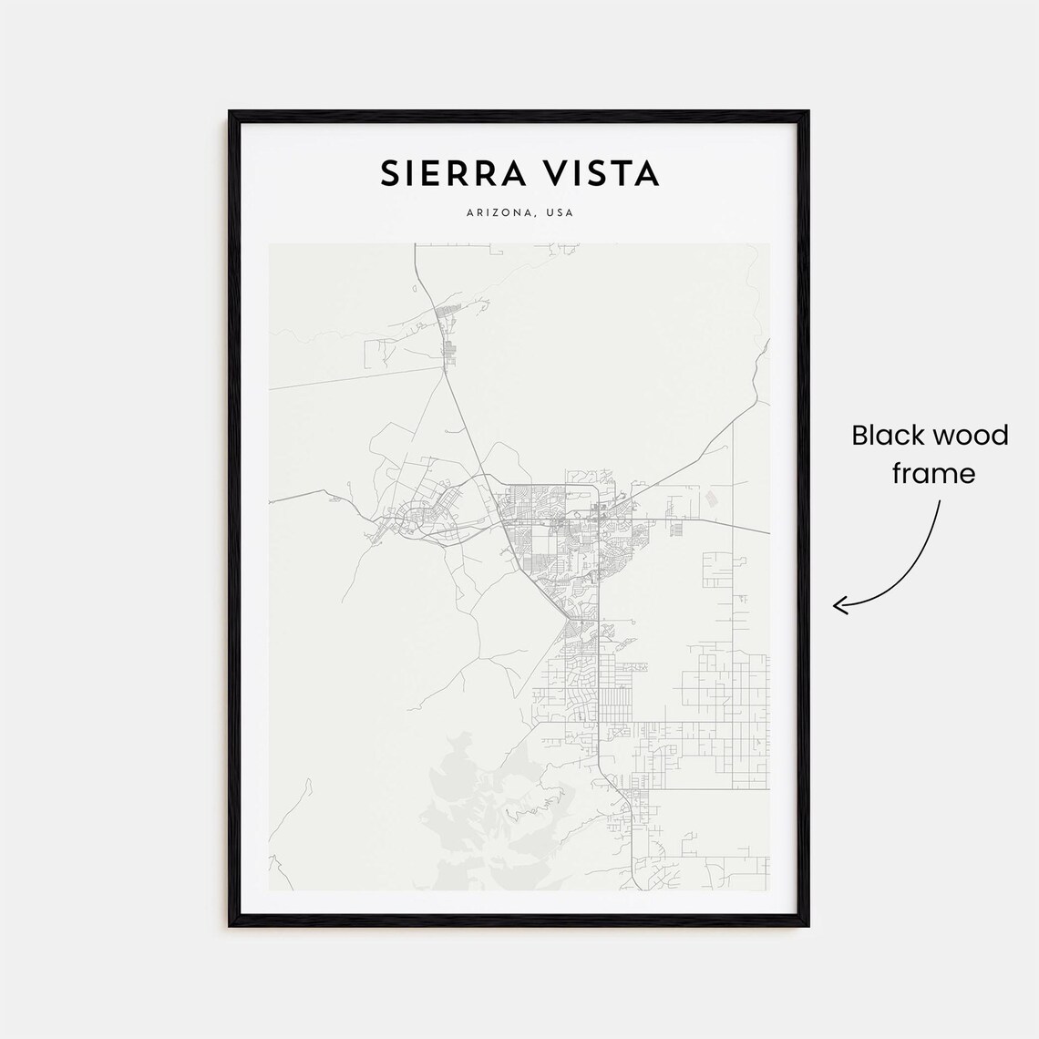 Sierra Vista Arizona Minimalist Detailed City Map Street Grid Poster - Image 3
