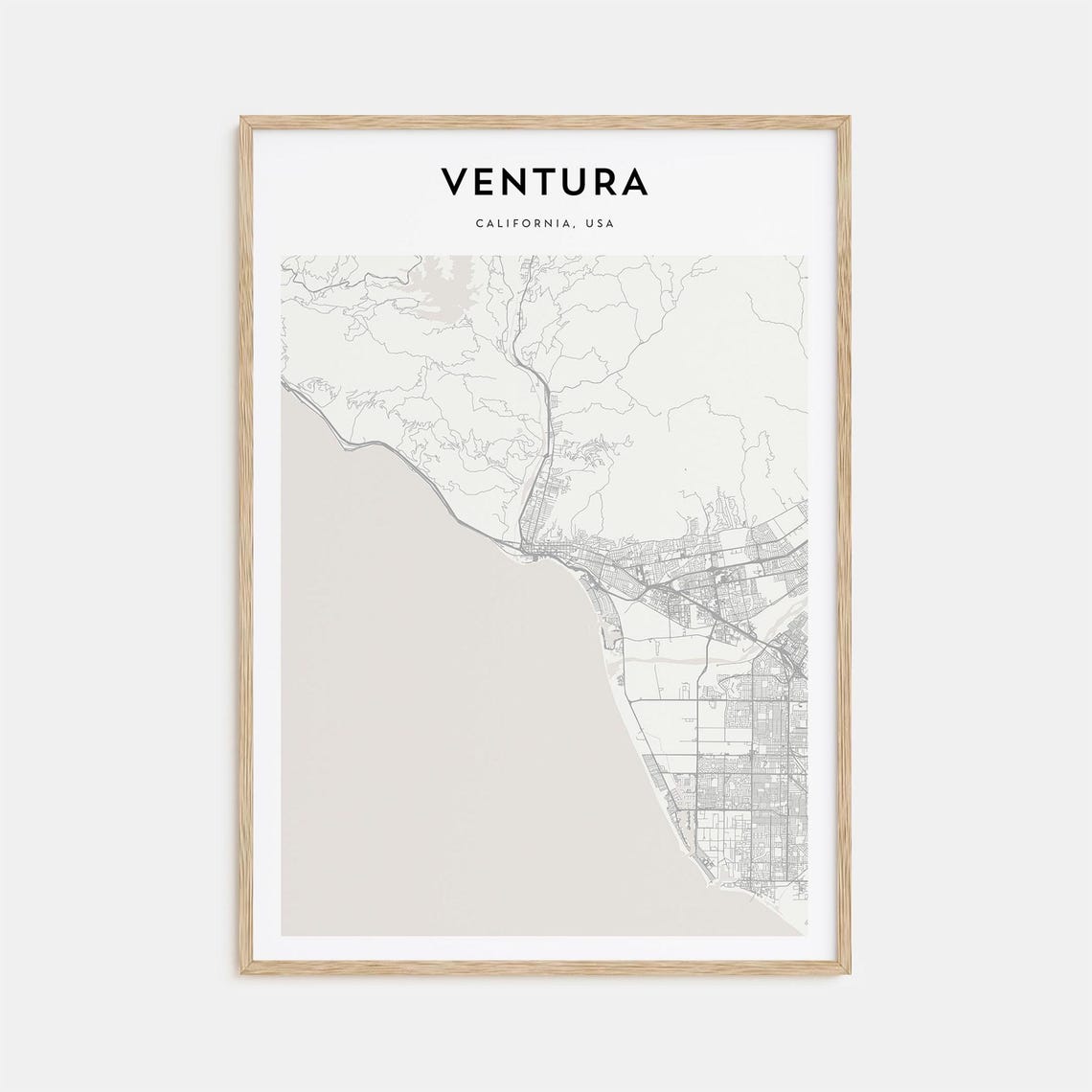 Ventura California USA Minimalist Street Map Line Art Poster