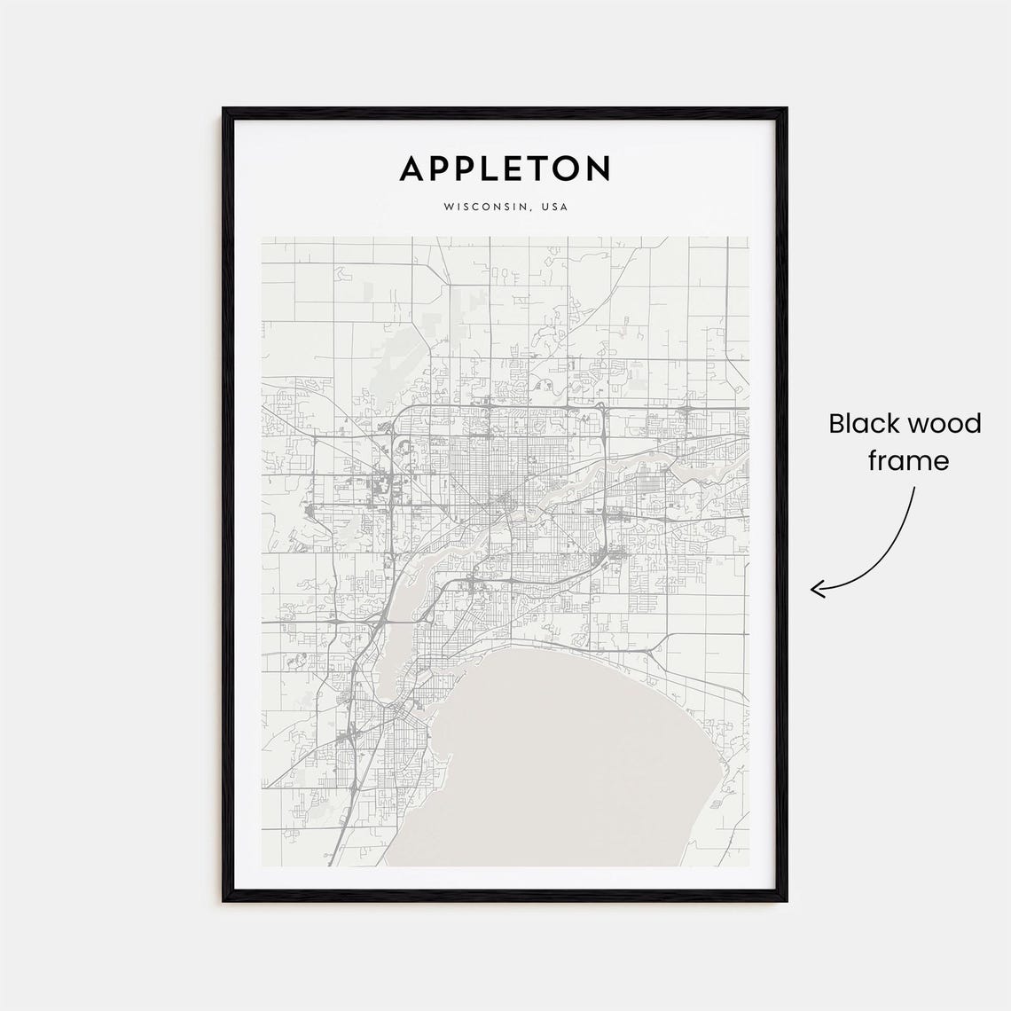 Appleton Wisconsin Fine Line City Street Map Modern Wall Decor Poster - Image 3