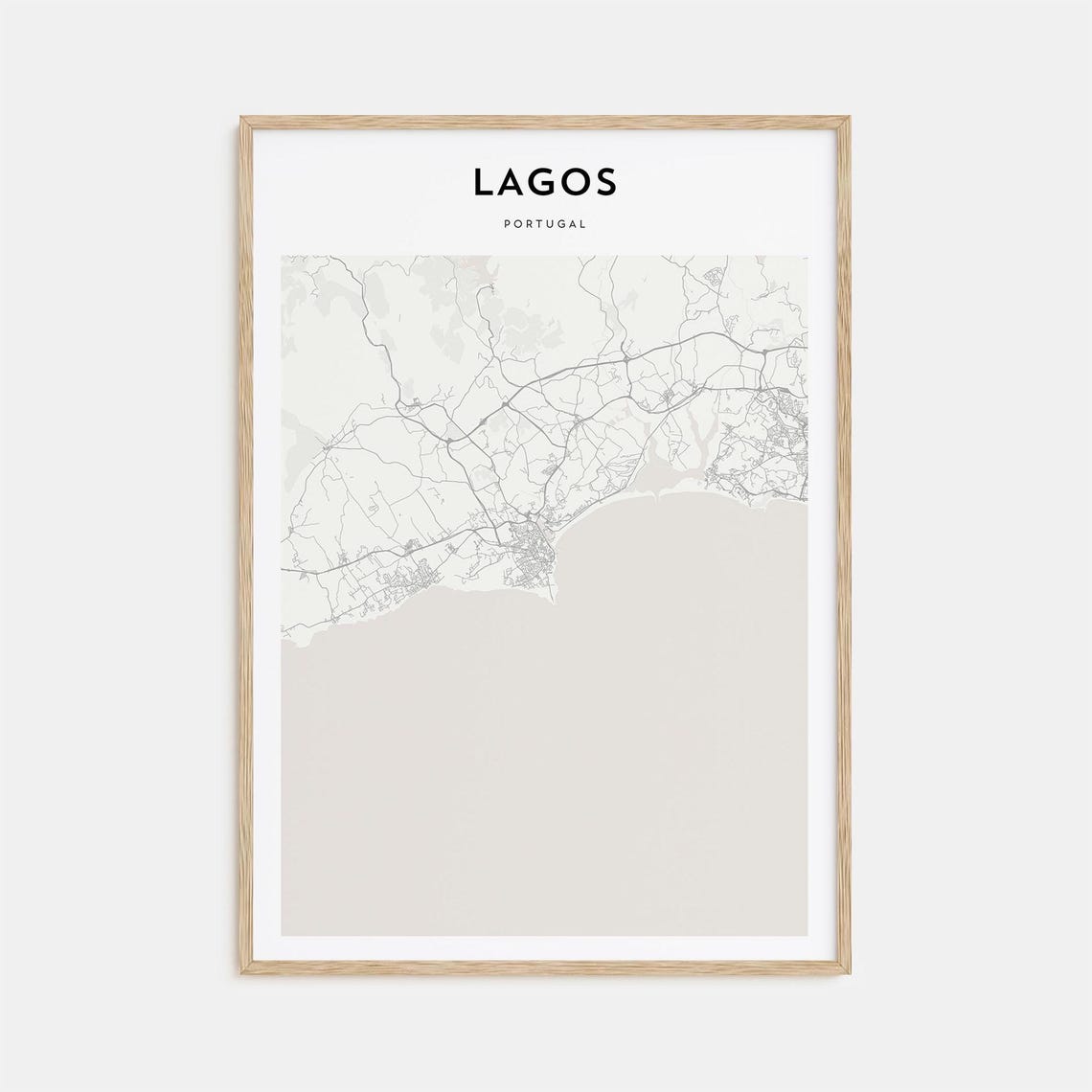 Lagos Portugal Minimalist City Street Map Elegant Decor Art Poster