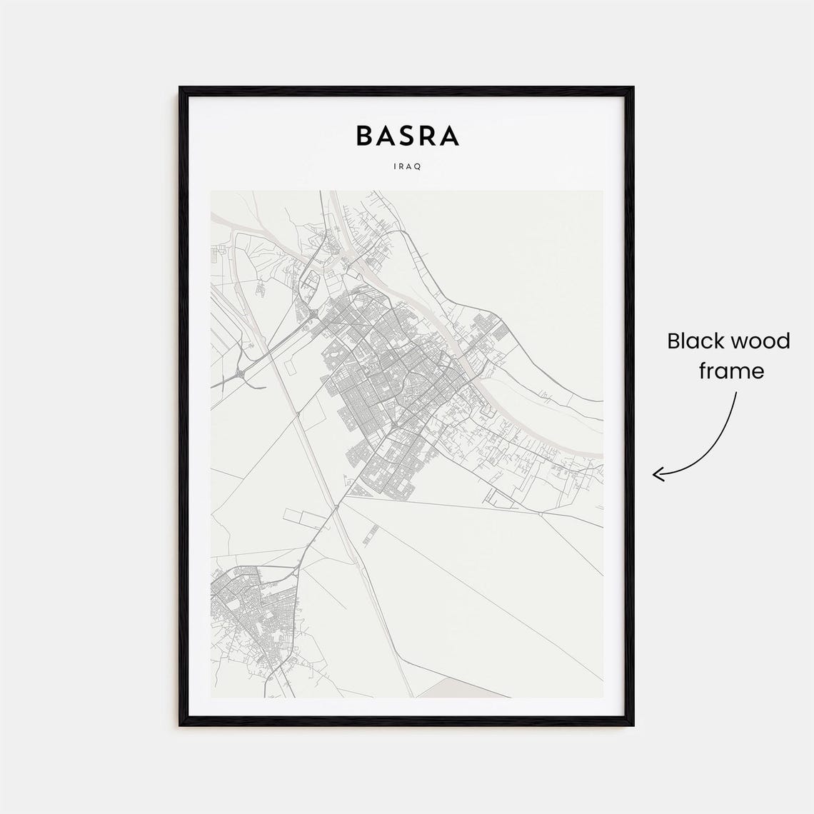 Basra, Iraq Classic Minimalist City Street Map Fine Line Art Poster - Image 3
