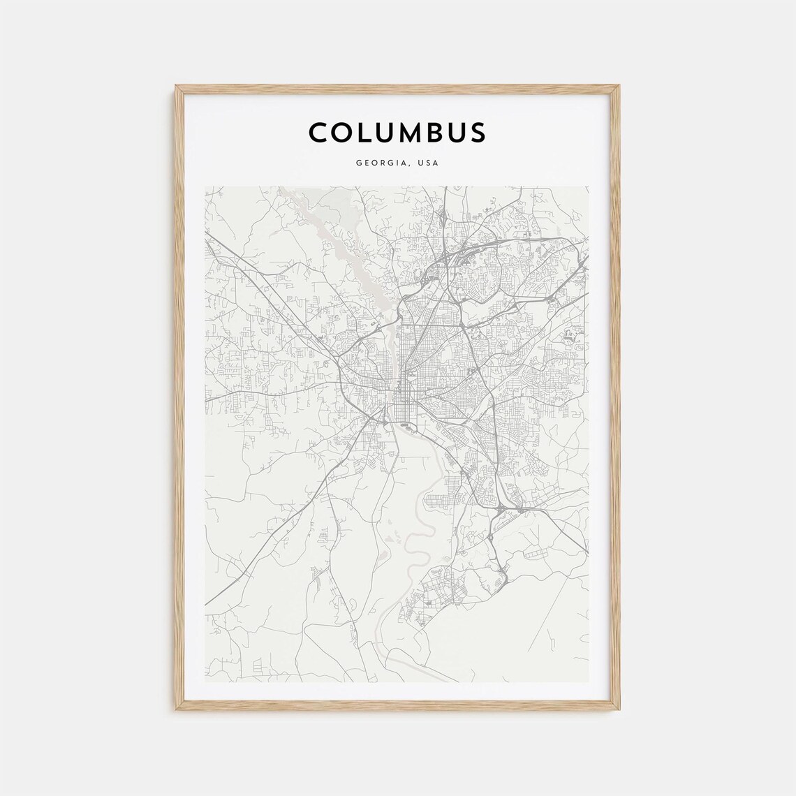 Columbus Georgia USA Detailed Street Map Minimalist Modern Poster