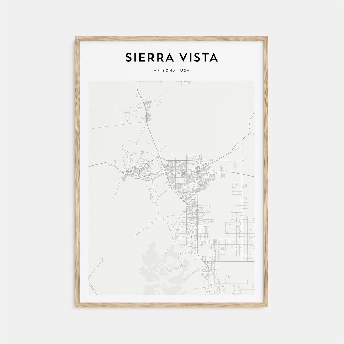 Sierra Vista Arizona Minimalist Detailed City Map Street Grid Poster