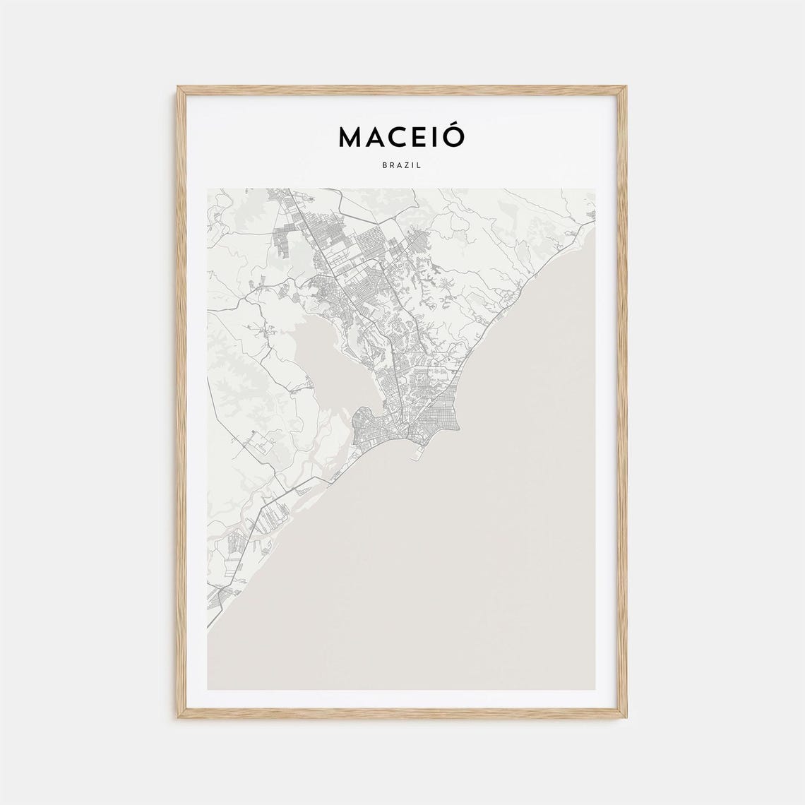Maceió Brazil Minimalist Street Map Poster For Modern Travel Decor