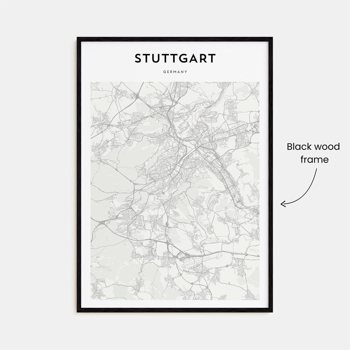 Stuttgart Germany Minimalist Black White City Map Street Poster Gift - Image 3
