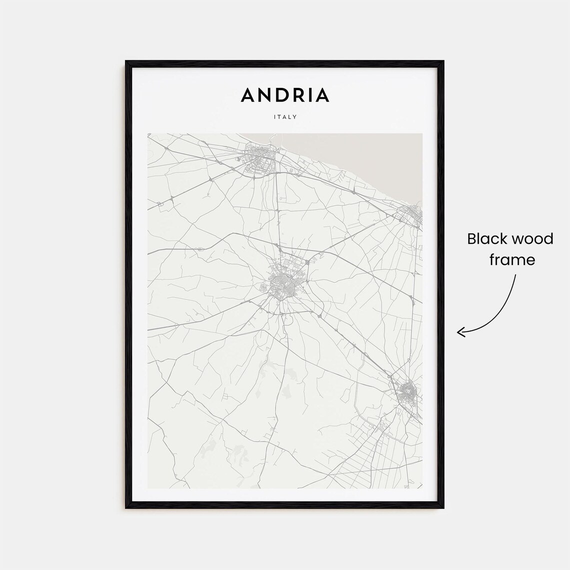 Andria Italy Fine Line City Street Map Modern Wall Decor Poster - Image 3