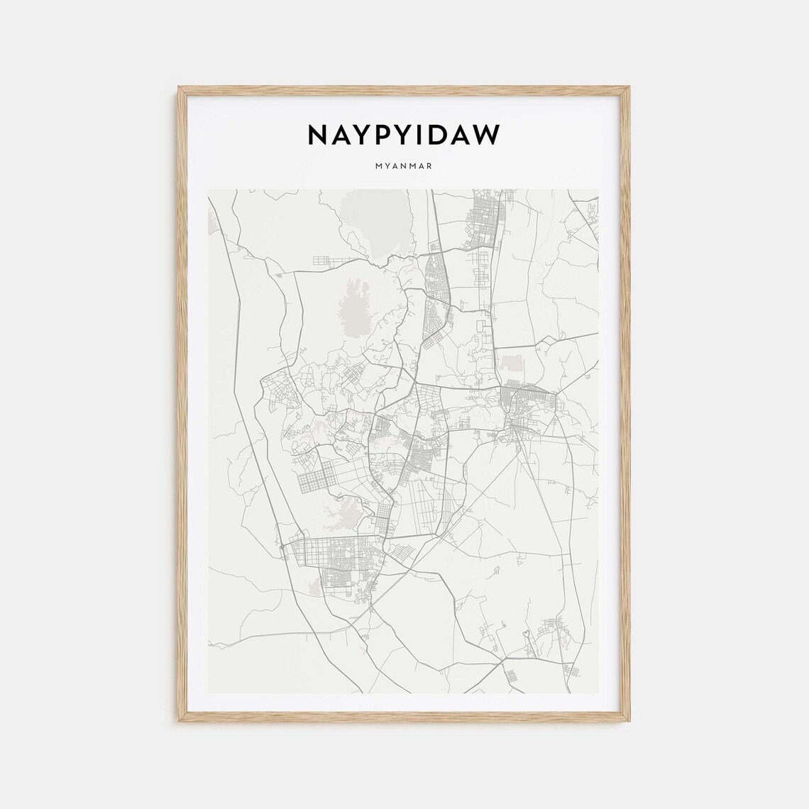 Naypyidaw Myanmar Minimalist Street Map Planned Capital City Poster