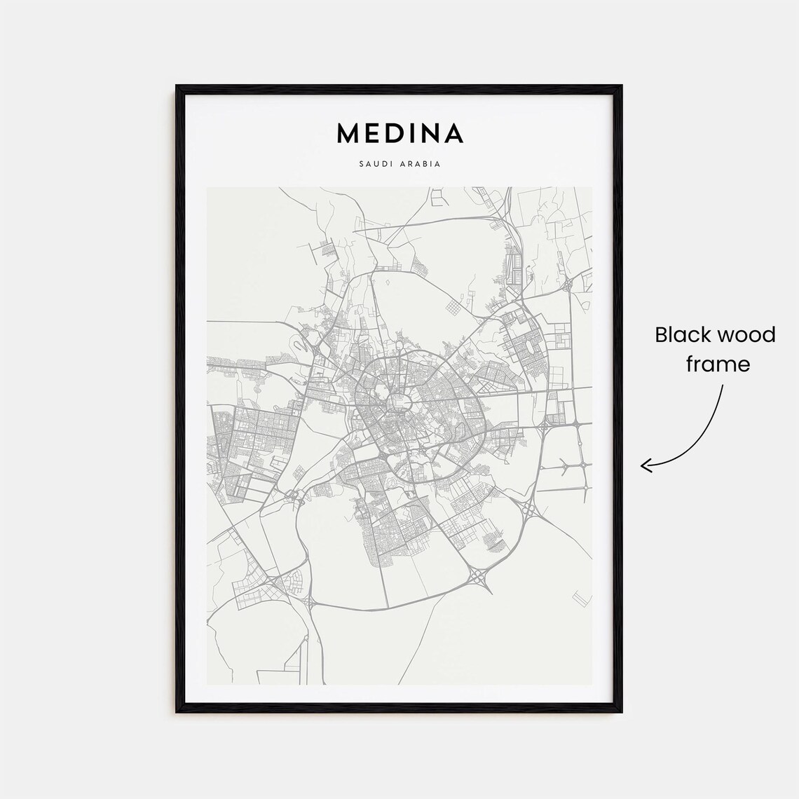 Medina Saudi Arabia Minimalist Street Map City Line Art Poster - Image 3