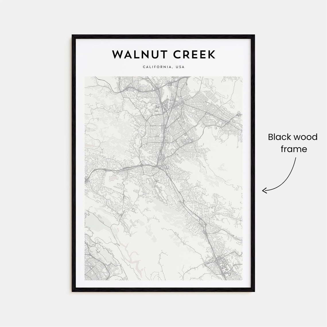 Walnut Creek California Minimalist Street Map Poster Home Decor - Image 3
