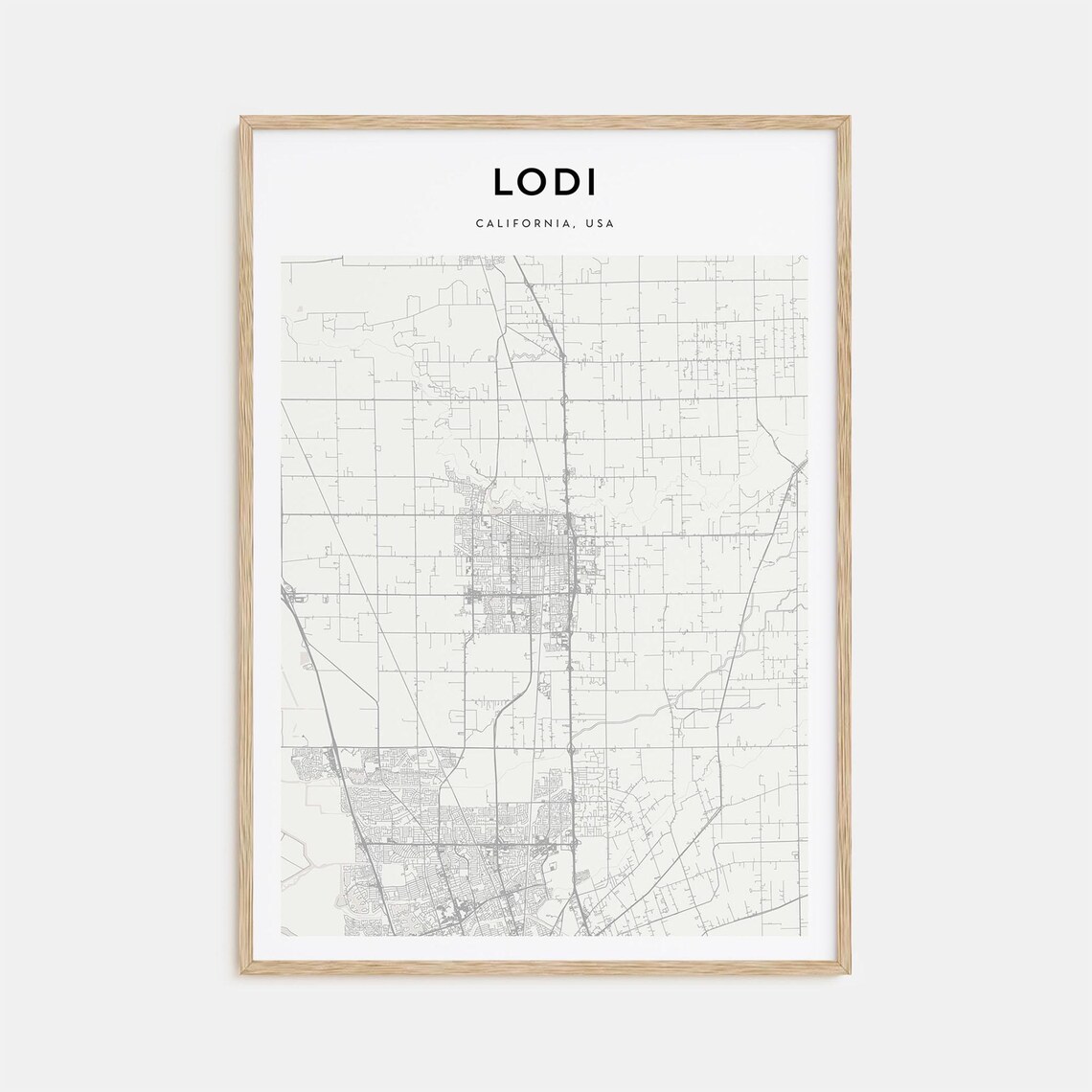 Lodi California USA City Street Map Minimalist Line Art Poster