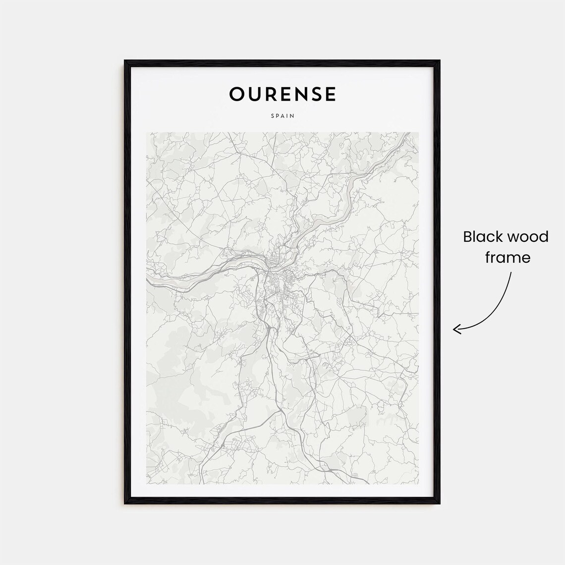 Ourense Galicia Spain Minimalist Street Map City Travel Art Poster - Image 3