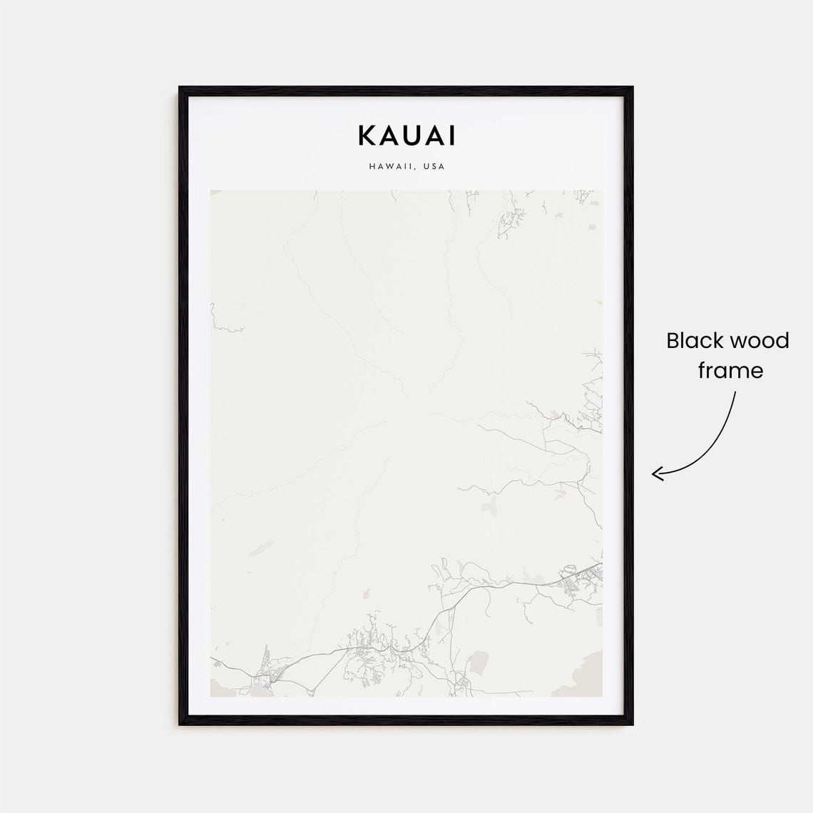 Kauai Hawaii Garden Isle Minimalist Island Street Map Decor Poster - Image 3