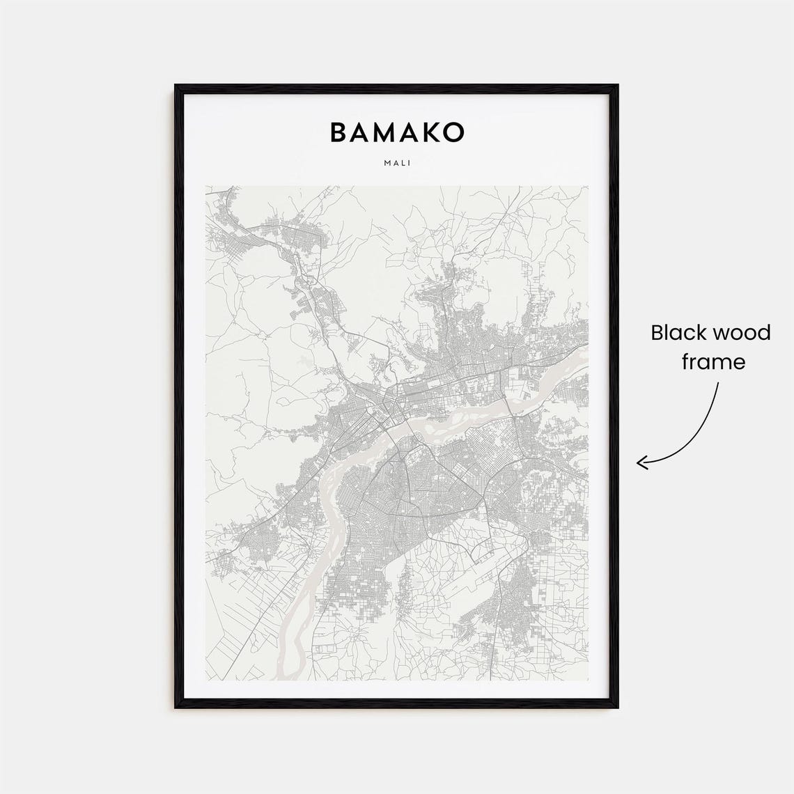 Bamako Mali Minimalist Line Map of the Capital Street Art Poster - Image 3