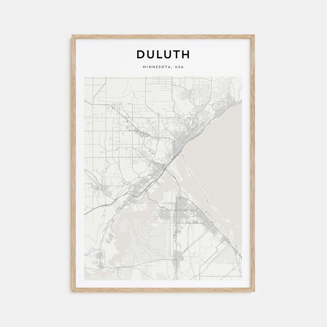 Duluth Minnesota USA Minimalist Black White City Map Home Decor Poster
