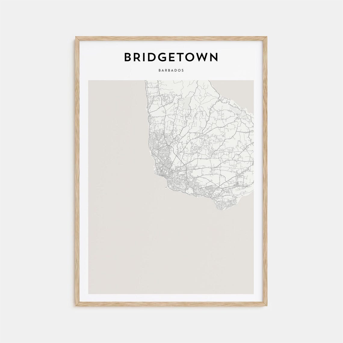 Bridgetown Barbados Minimalist Line Map City Street Art Poster