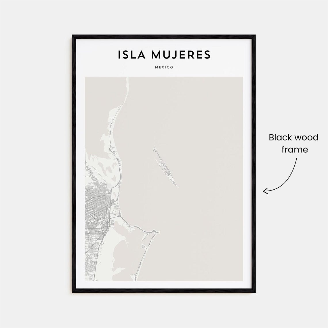 Isla Mujeres Mexico Minimalist Island Street Map Travel Poster - Image 3