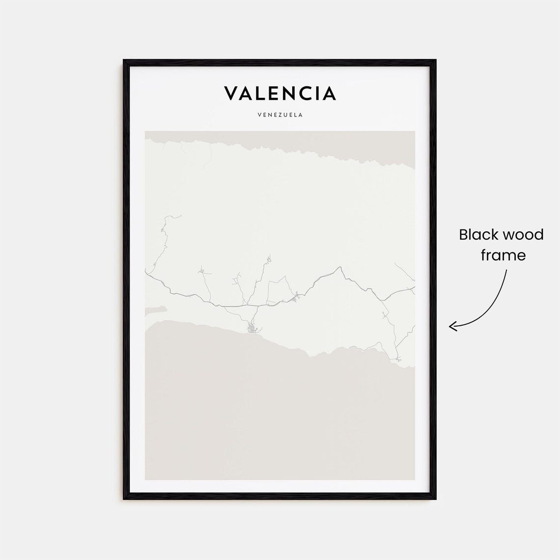 Valencia Venezuela Minimal Cream City Map Travel Decor Poster - Image 3