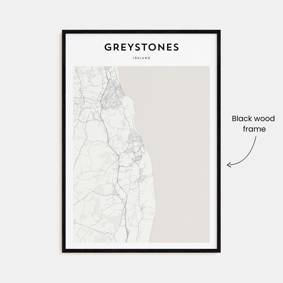 Greystones Ireland Minimalist Coastal Town Map Wall Decor Poster - Image 3