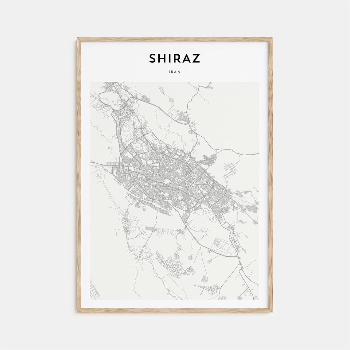 Shiraz Iran Modern Scandinavian Minimalist City Map Travel Poster