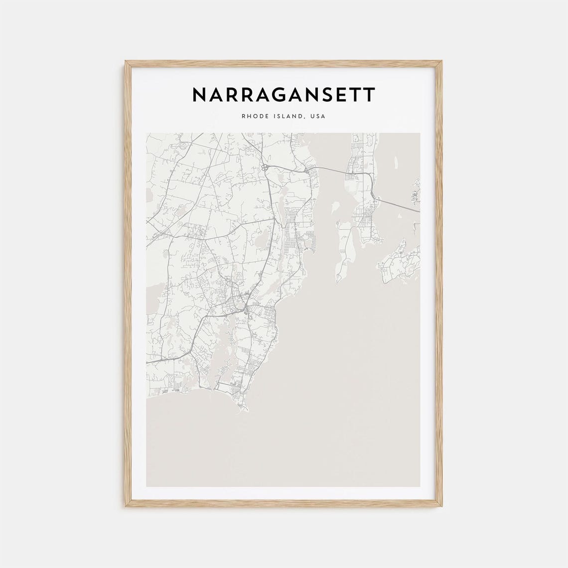 Narragansett Rhode Island Minimalist Line Art City Map Poster