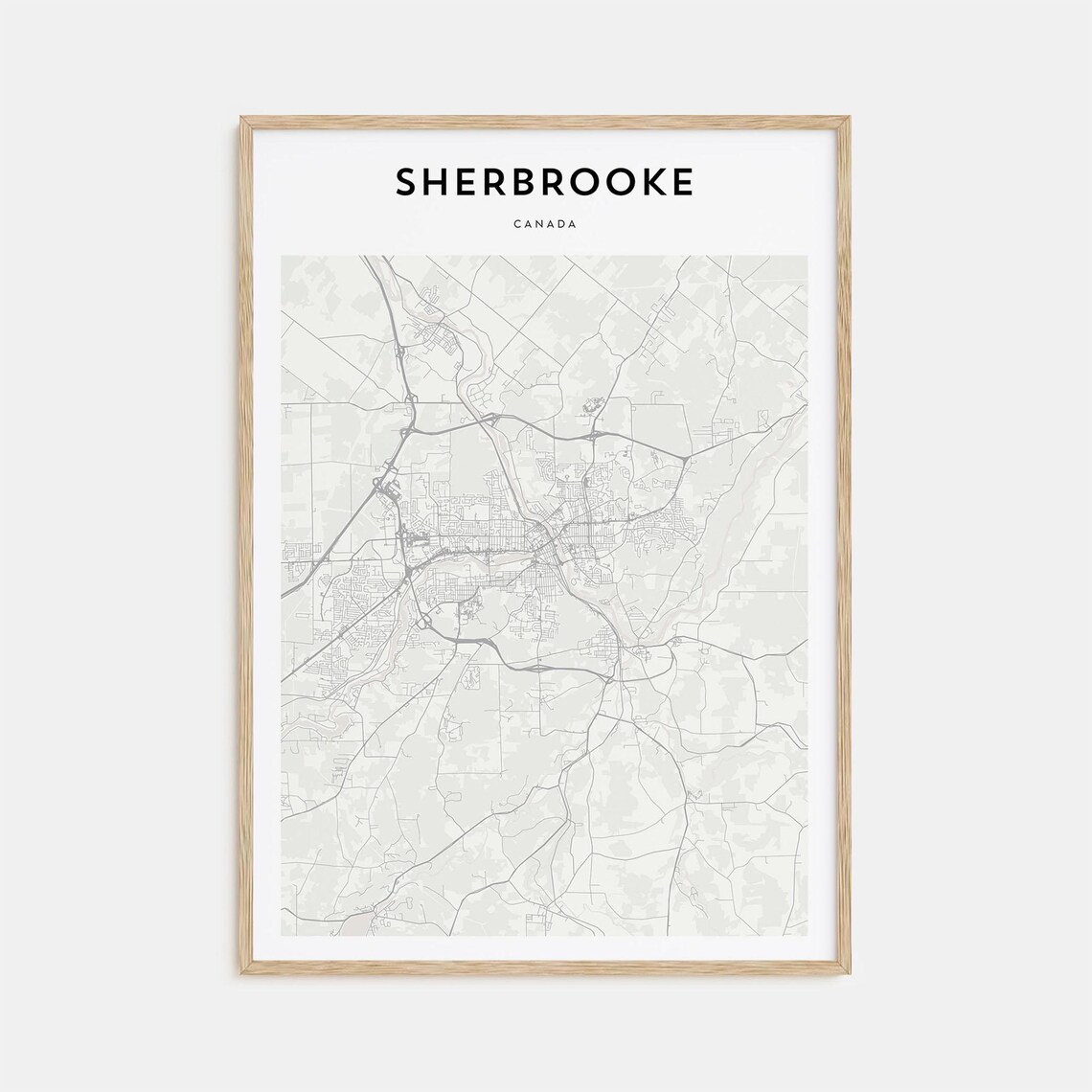 Sherbrooke Canada Minimalist Black White City Street Map Print