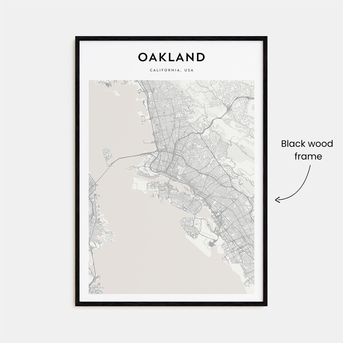 Oakland California USA Detailed Street Map Minimalist Modern Poster - Image 3
