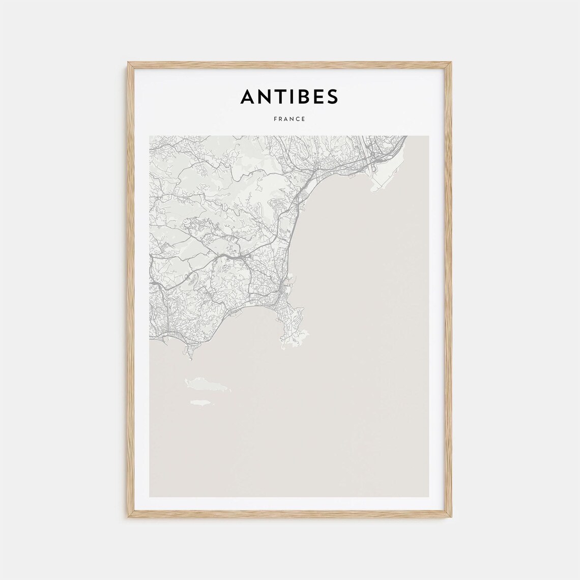 Antibes France Fine Line City Street Map Modern Wall Decor Poster