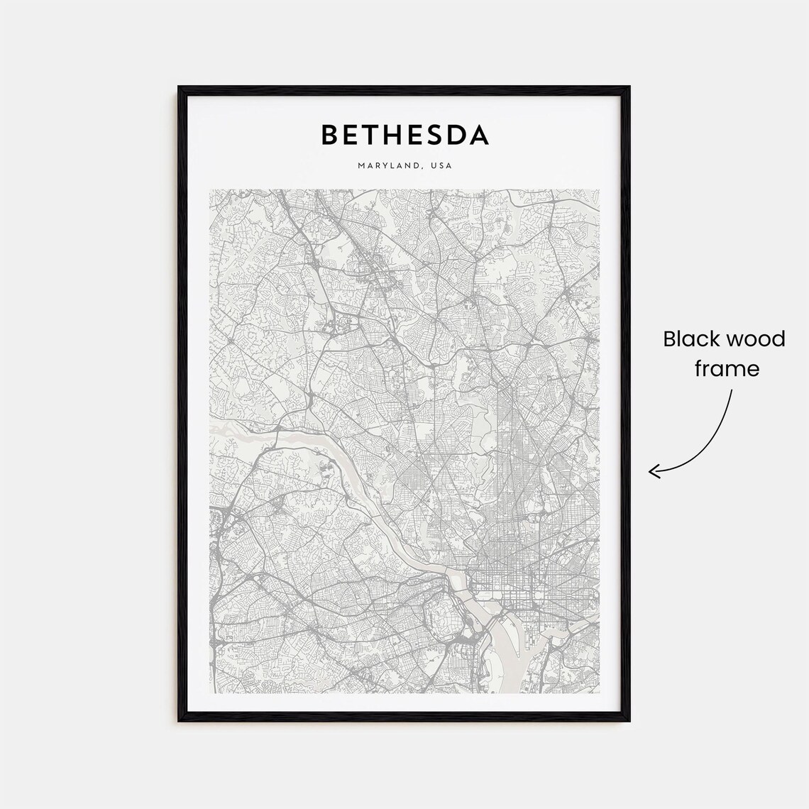 Bethesda Maryland USA Minimalist City Map Line Art Travel Poster - Image 3