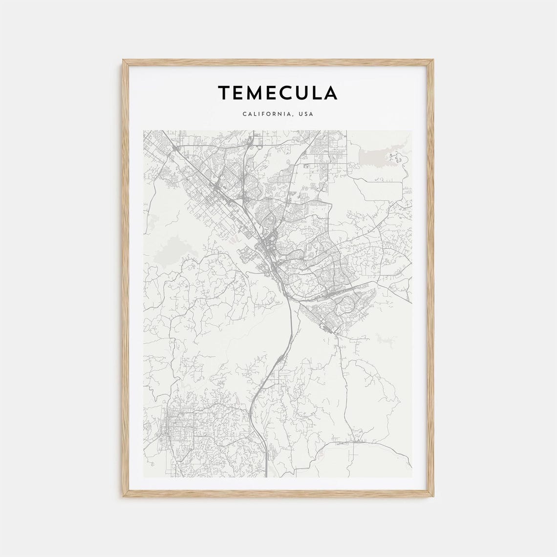 Temecula California USA Minimalist Street Map Line Art Poster