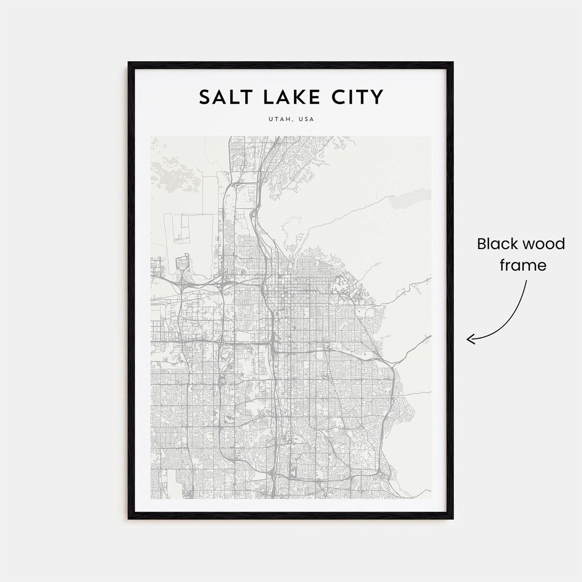 Salt Lake City Utah USA Minimalist Black White City Map Street Poster - Image 3