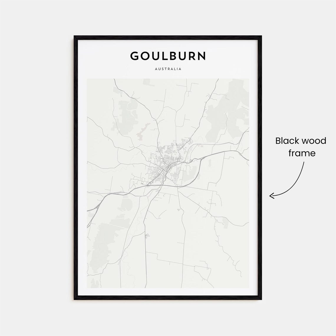 Goulburn Australia Minimalist Beige City Street Map Poster Decor - Image 3