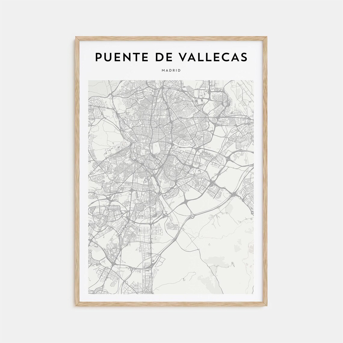 Puente De Vallecas Madrid Modern Minimalist City Map Travel Poster