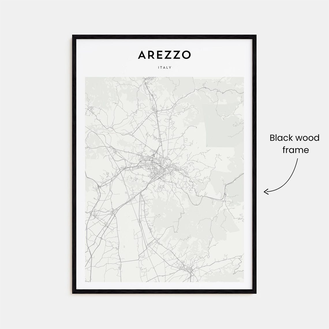 Arezzo Italy Fine Line City Street Map Modern Wall Decor Poster - Image 3