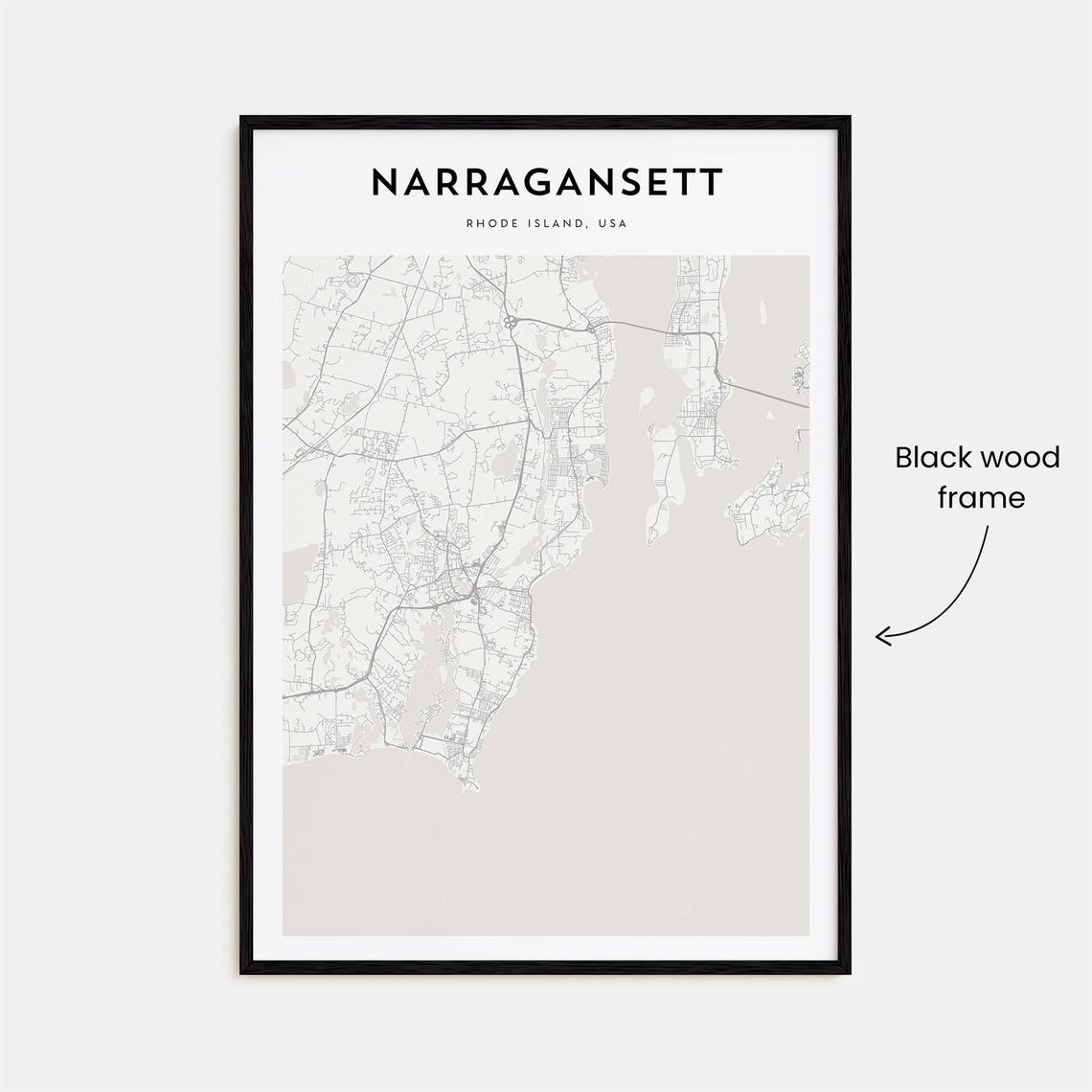 Narragansett Rhode Island Minimalist Line Art City Map Poster - Image 3