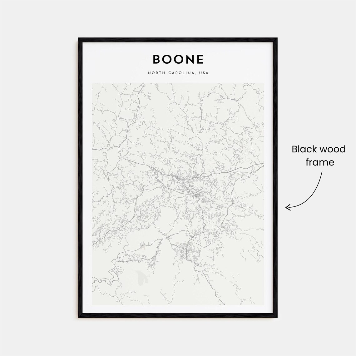 Boone North Carolina USA Street Map Poster Minimalist Modern Decor - Image 3