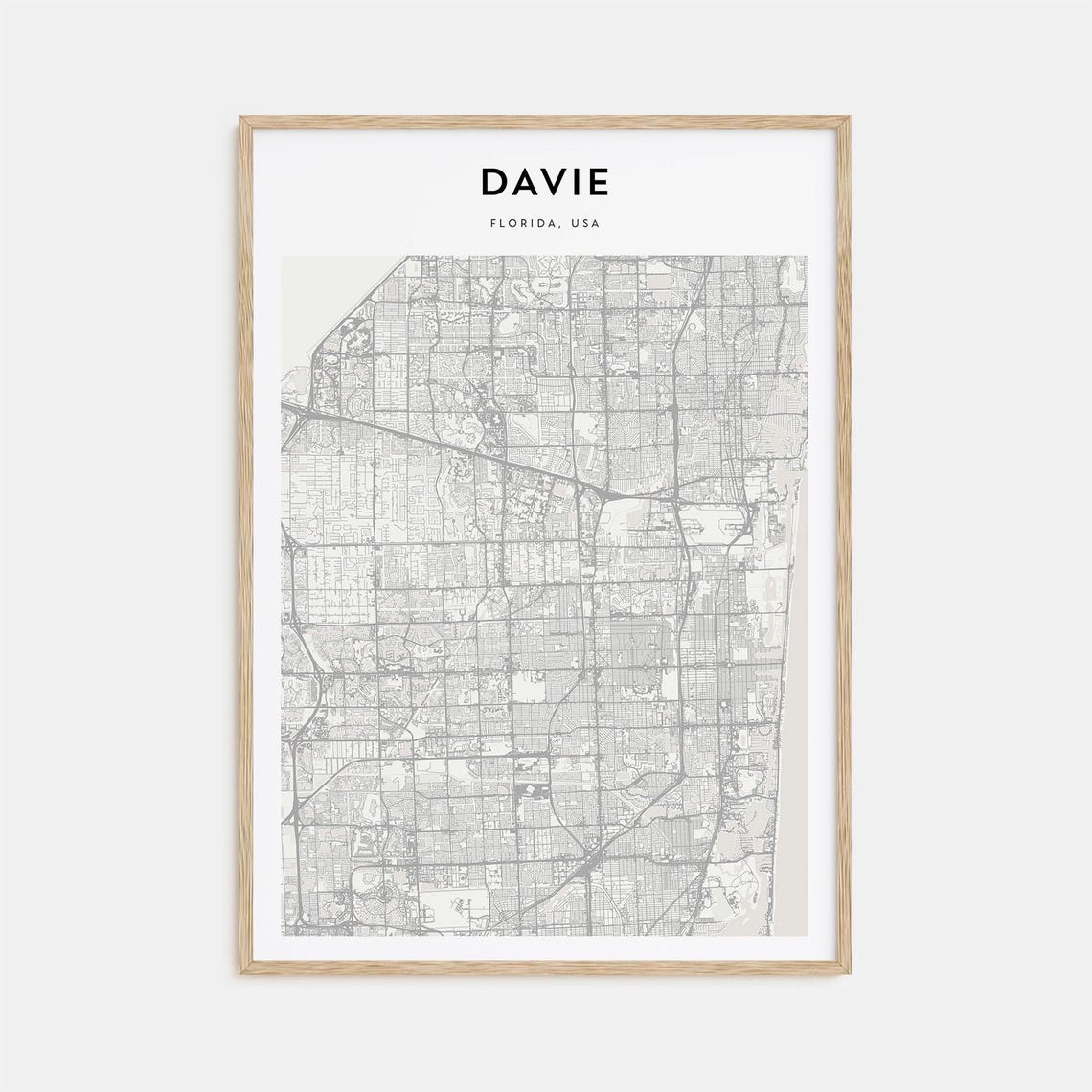 Davie Florida Street Map Modern Minimalist Home Decor Poster