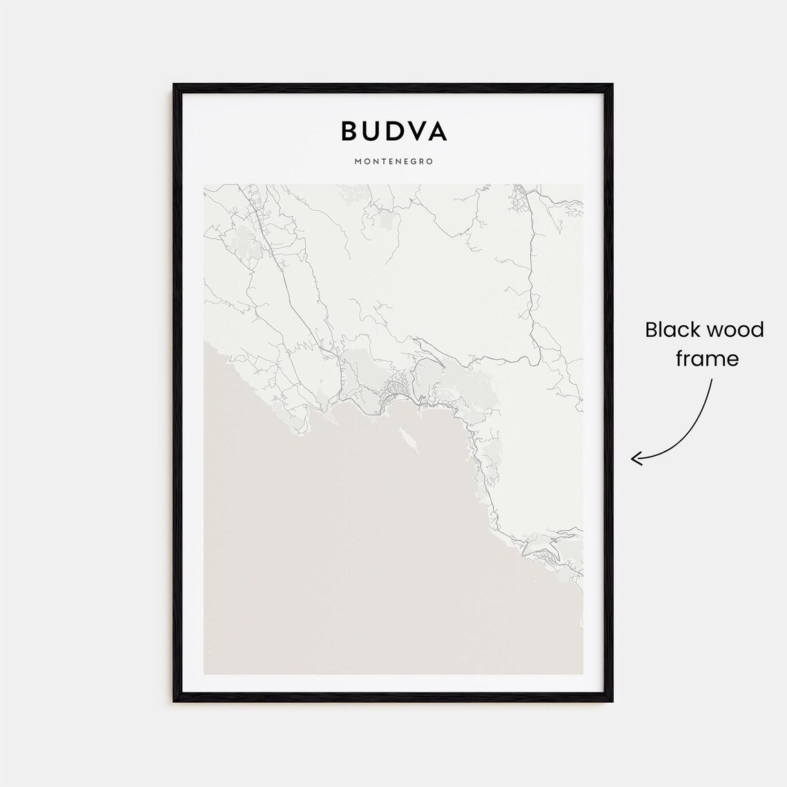 Budva Montenegro Minimalist City Street Map Travel Art Print - Image 3