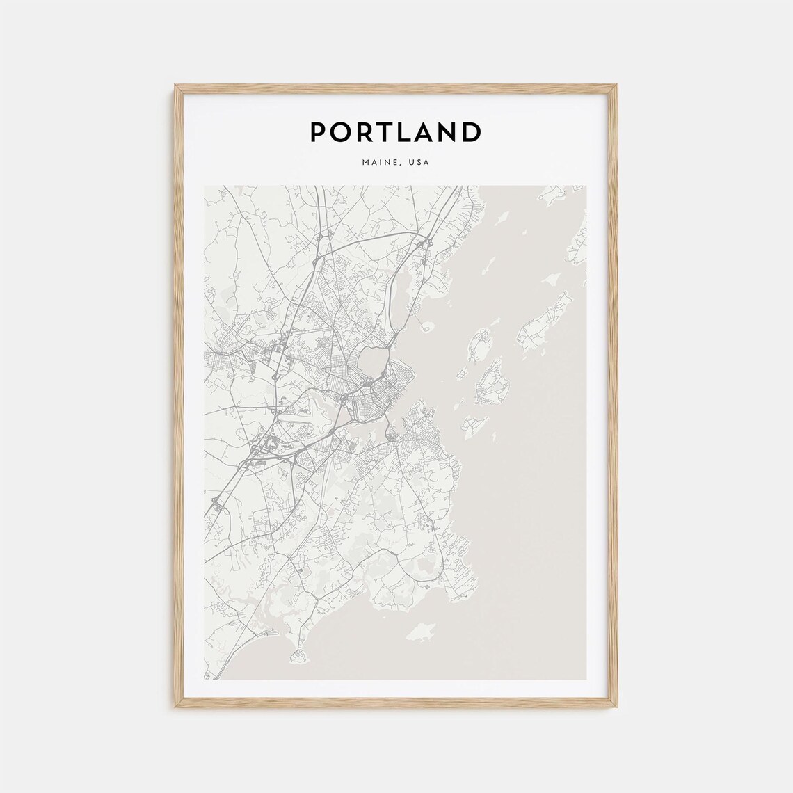 Portland Maine USA Minimalist Modern City Map Street Art Poster