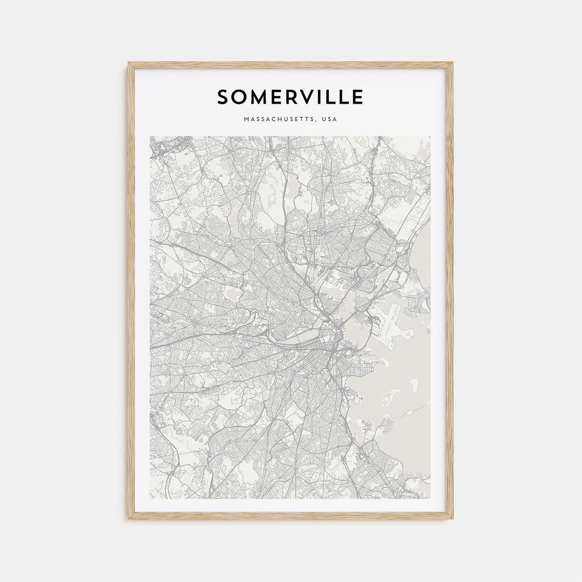 Somerville Massachusetts USA Minimalist City Map Travel Poster
